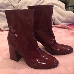 Zara Burgundy Patent Leather Booties